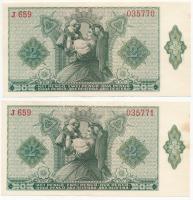 1940. 2P (2x) sorszámkövetők T:I,I- egyiken kis fo. / 
Hungary 1940. 2 Pengő (2x) sequential serial...