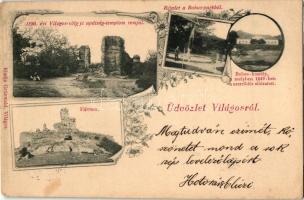 1899 Világos, Sina; Várrom, apátság-templomrom, Bohus kastély, park, kiadja Grünwald / castle ruin, church ruin, castle, park, floral (EK)