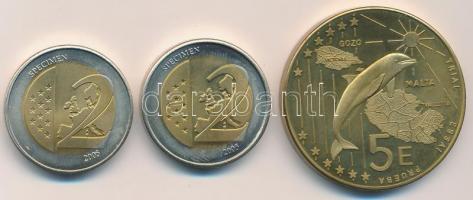 Vegyes: Málta 2004. 5EUR próbaveret + Vatikán 2005. 2EUR próbaveret + Monaco 2005. 2EUR T:1-,2
Mixe...