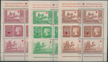 1940 100 éves a bélyeg 3 klf bélyegkiállítási levélzáró kisív / Stamp centenary 3 different exhibition souvenir sheets