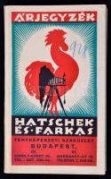 1928 Hatschek és Farkas Fényképészeti Szaküzlet Budapest árjegyzék, fényképezőgépeket bemutató katalógus, illusztrált, 87p