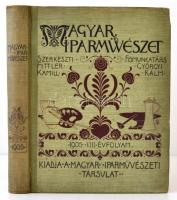 Fittler Kamill (szerk.): Magyar Iparművészet. 1905. VIII. évfolyam. Budapest, 1905, Magyar Iparművészeti Társulat, VIII+356 p. + 5 t. + Belekötve: Ráth György emlékezete. VII+(1) p. + 1 t. (Vadász Miklós rézkarca). Javított kiadói festett egészvászon kötés. A lapok és a rézkarc foltosak.