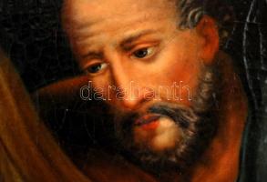 cca 1850 Jelzés nélkül: Szentcsalád. Olaj, vászon, restaurált, 63×50 cm