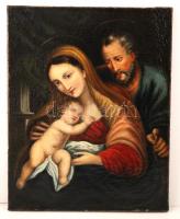 cca 1850 Jelzés nélkül: Szentcsalád. Olaj, vászon, restaurált, 63×50 cm