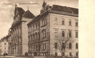 Nagyszeben, Hermannstadt, Sibiu; Igazságügyi palota, Schewis utca / Schewisgasse, Justizpalais / street, palace of justice