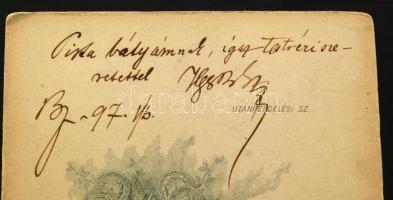 1897 Hegedűs Gyula(1870-1931) színész fiatal korában, hátoldalon bátyjának dedikálva, keményhátú fot...