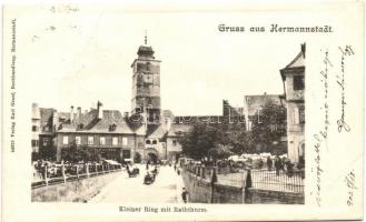 Nagyszeben, Hermannstadt, Sibiu; Kleiner Ring, Raththurm / Kis körút, várostorony / square, tower (fa)