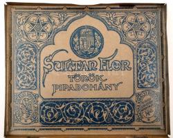 cca 1910 Sultan Flor török pipadohány fém doboz, 11x14 cm
