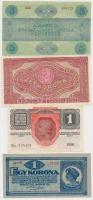 1916. 1K + 1919. 5K "OSZTRÁK-MAGYAR BANK BANKJEGYEIRE" + 1920. 1K + 2K T:I-,III
