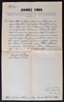 1871 Simor János(1813-1891) esztergomi érsek vikáriusa által aláírt latin nyelvű házasságlevél hidegpecséttel