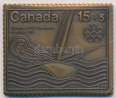 Kanada 1976. "Montréali Olimpia" bélyeg formájú Br plakett, sorszámozott (30x36mm) T:2 Canada 1976. "Montréal Olympiad" stamp shaped Br plaque, numbered (30x36mm) C:XF