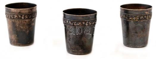 Sérült kupa, réz kupa horpadással, 3 db fém kupica, alpakka csésze, összesen: 6 db, m:4-28 cm