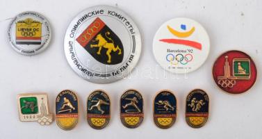 10db klf olimpiai jelvény, nagyrészt 1980. "Moszkvai Olimpia" T:2 10pcs of diff Olympic badges, mainly 1980. "Moscow Olympiad" C:XF