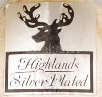 Highlands ezüstözött cukortartó kis merővel, aranyozott belső résszel, jelzett, 15×15 cm, merő: h:8 ...