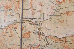 cca 1920 Ötztal und Stubai Blatt IV. (Weißkugel), 1:50.000, vászonra kasírozva, rajta a Magyar Turis...