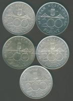 1994. 200Ft Ag "Deák" (4x) + 1995. 200Ft Ag "Deák" (1x) T:BU