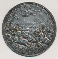 Ausztria 1683. "Bécs felszabadítása" ezüstözött Br korabeli öntvény másolat emlékérem, csak előlap (56mm) T:2- Austria 1683. "Liberation of Vienna" silver plated Br old cast fake medal, only obverse (56mm) C:VF