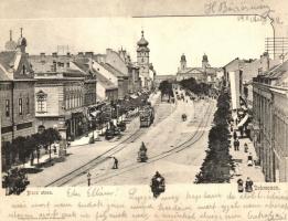 Debrecen, Piac utca, kihajtható képeslap, Pongrácz Géza kiadása (hajtásnál megtört) / folding card (bent til broken)