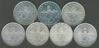 1992. 200Ft Ag "MNB" (3x) + 1993. 200Ft Ag "MNB" (4x) T:BU,exBU
