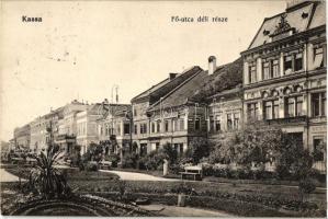 Kassa, Kosice; Fő utca déli része, Népbank, Elek Jenő és Stern Lajos üzlete / main street, bank, shops (EK)