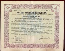 1941. Állami nyereménykölcsön-Államadóssági kötvény 50P-ről, szelvényekkel