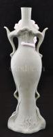 Szecessziós festett bisquit porcelán váza, plasztikus nő alakkal, formaszámmal, márka jelzés nélkül,...