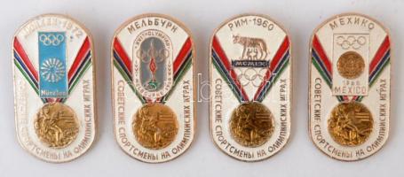 Szovjetunió ~1980. 4db klf olimpiai témájú, zománcozott fém jelvény T:2 Soviet Union ~1980. 4pcs of diff Olympic themed enamelled badges C:XF