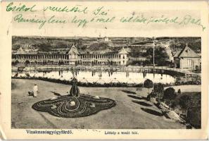 Vízaknasósgyógyfürdő, Ocna Sibiului; látkép a vasút felé, Takács Jenő üzlete / railway station (EK)