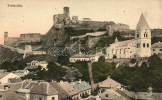 Trencsén, Trencin; Látkép a várral, kiadja Wertheim Zsigmond / view with the castle