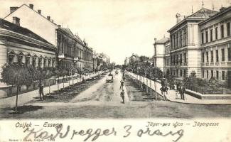 Eszék, Osijek; Vadász utca / Jägerova ulica, Selzer i Rank / Jägergasse / street (ázott sarok / wet corner)