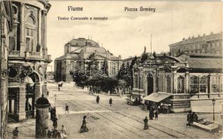 Fiume, Ürmény tér, Városi színház / Piazza Ürmény, Teatro Comunale e mercato / square, theatre (EK)