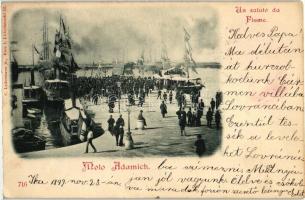 1899 Fiume, Molo Adamich, ships (EB)