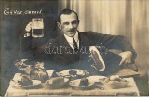 1925 'Es war einmal' Beer drinking German man, ham, table