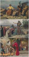 14 db használatlan RÉGI vallásos művészlap, vegyes minőség / 14 unused old religious art postcards, mixed quality