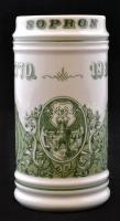 Hollóházi emlék korsó "Sopron 1770-1982" felirattal, matricás, jelzett, hibátlan, m:15,5 c...