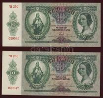 1936. 10P "*"-gal (2x) egymásutáni sorszámokkal T:I