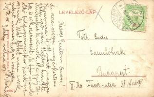 Kapuvár, Vasútállomás, Kossuth utca a Zöldfa Vendéglővel; kiadja Buxbaum József