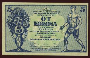 1919. 5K "...osztrák-magyar" vastag, sárgászöld színű félkarton papíron! T:I