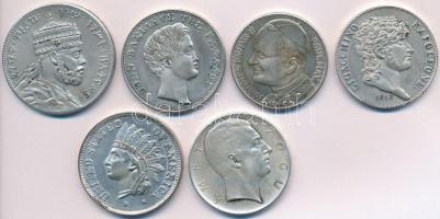 Vegyes: 6db-os klf modern fém replika érme tétel, közte Amerikai Egyesült Államok 1851. 1$ T:2 Mixed: 6pcs diff modern coin replicas, with USA 1851. 1 Dollar C:XF