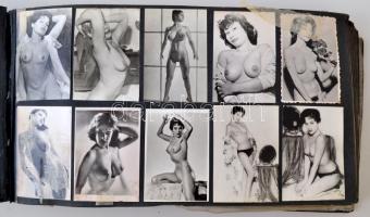 cca 1950-70 Vegyes aktfotó gyűjtemény mappába ragasztva, különböző méretben és minőségben, cca 500db...