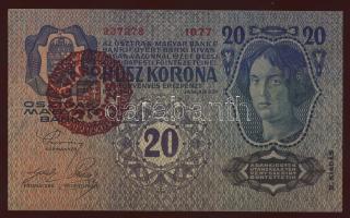 1913. 20K II.kiadás, piros "Magyarország" körbélyegzővel T:I