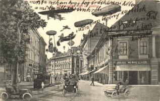 Nagyszeben, Hermannstadt, Sibiu; 100 év múlva, Budovszky L. könyvkereskedő kiadása / futuristic view