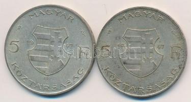1947. 5Ft Ag "Kossuth" (2x) T:2-