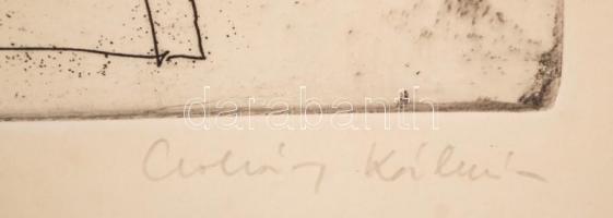 Csohány Kálmán (1925-1980): Emlék. Rézkarc, papír, jelzett, üvegezett keretben, 30×19 cm