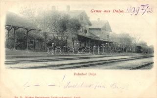1899 Dálya, Dalja; Bahnhof, kolodvor. No. 75. Ottokar Rechnitzers Lichtdruckanstalt / railway station