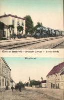 Zurány, Zurndorf; Vasútállomás, utcarészlet / railway station, street view