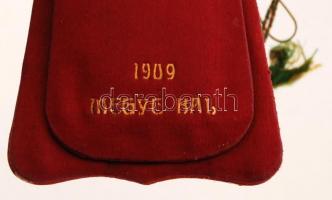 1909 Megye Bál táncrend rekeszzománccal díszített bőr tartóban, 20x7cm /1909 Dancing card with  deco...