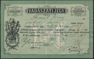 1911 Vadászati jegy 24K adófizetéssel Kolozsváron kiállítva / Hunter licence