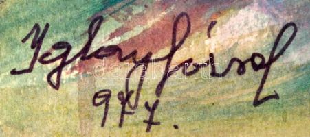 Igaly József (1905-1980): Kanyargós út. Akvarell, papír, jelzett, 36×53 cm