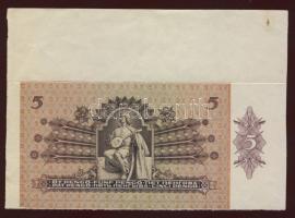 1939. 5P Csak hátlapi fázis, előoldal sima, bal felső sarokívszél T:I R!